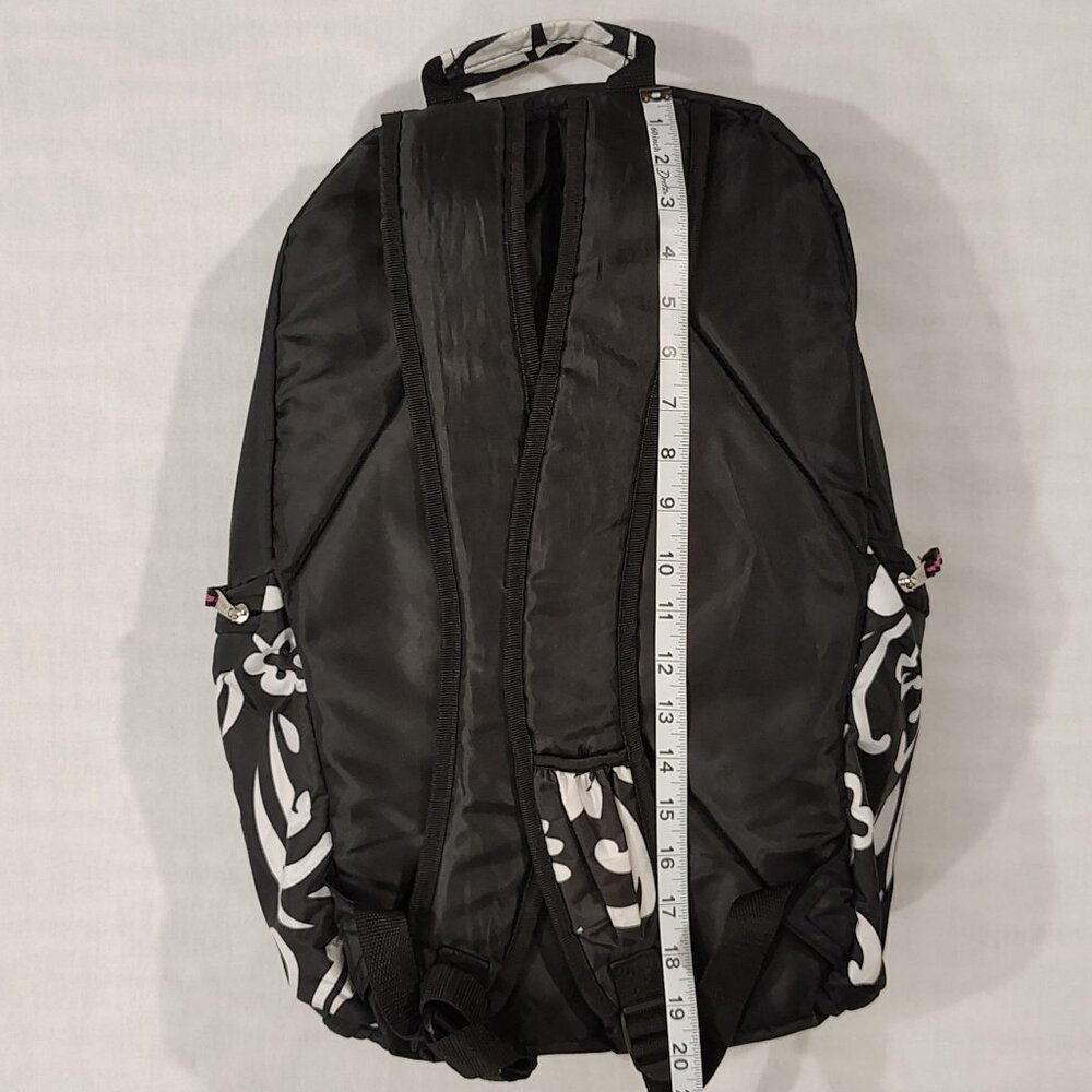 EastSport Black White Floral Backpack Multiple Compartments Adjustable Straps - Picture 13 of 16